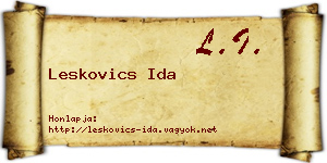 Leskovics Ida névjegykártya